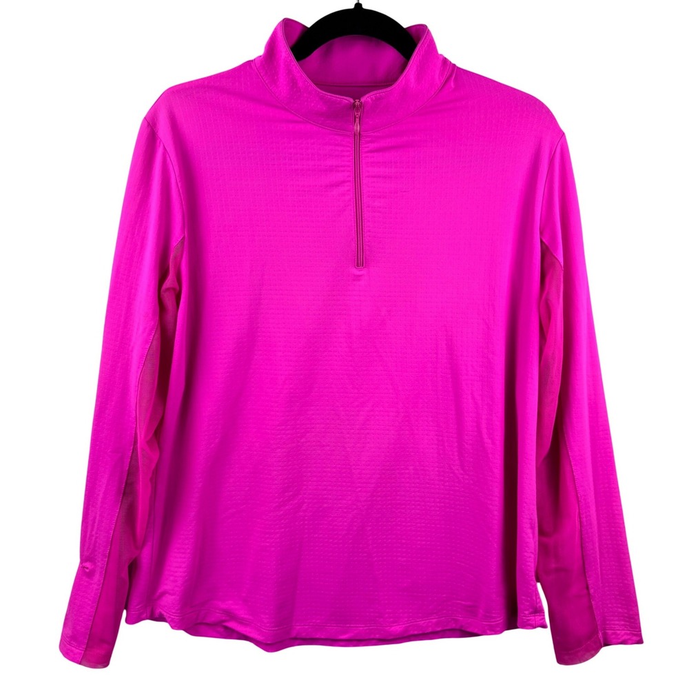 IBKÜL Quarter Zip Pullover Womens XL Pink UPF 50+ IceFil Long Sleeve Golf Top